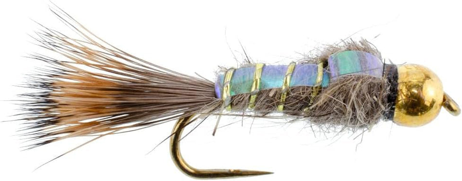 3 Pack Barbless Bead Head Flash Back Gold Ribbed Hare's Ear Nymph Flies Hook Size 16 - Get Tight Gear