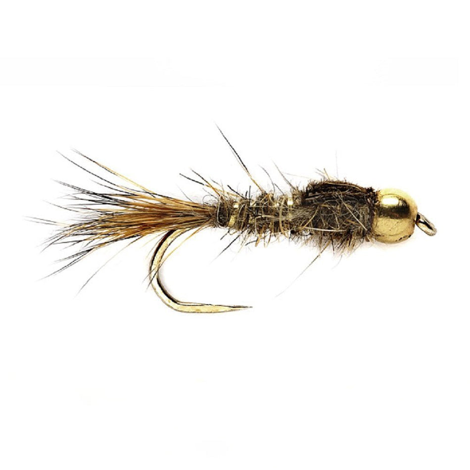 3 Pack Barbless Bead Head Gold Ribbed Hare's Ear Nymph Flies Hook Size 16 - Get Tight Gear