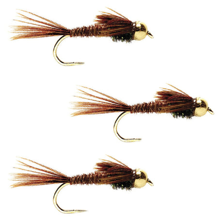 3 Pack Barbless Bead Head Pheasant Tail Nymph Fly Hook Size 18 - Get Tight Gear