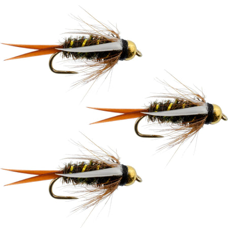 3 Pack Barbless Bead Head Prince Nymph Fly Fishing Flies - Hook Size 10 - Get Tight Gear