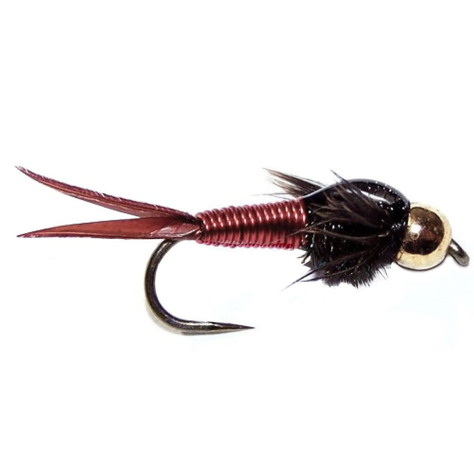 3 Pack Barbless Bead Head Red Copper John Nymph Fly Fishing Flies - Hook Size 12 - Get Tight Gear
