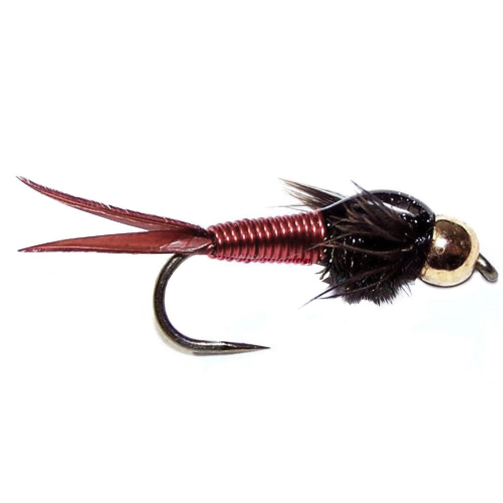 3 Pack Barbless Bead Head Red Copper John Nymph Fly Fishing Flies - Hook Size 16 - Get Tight Gear