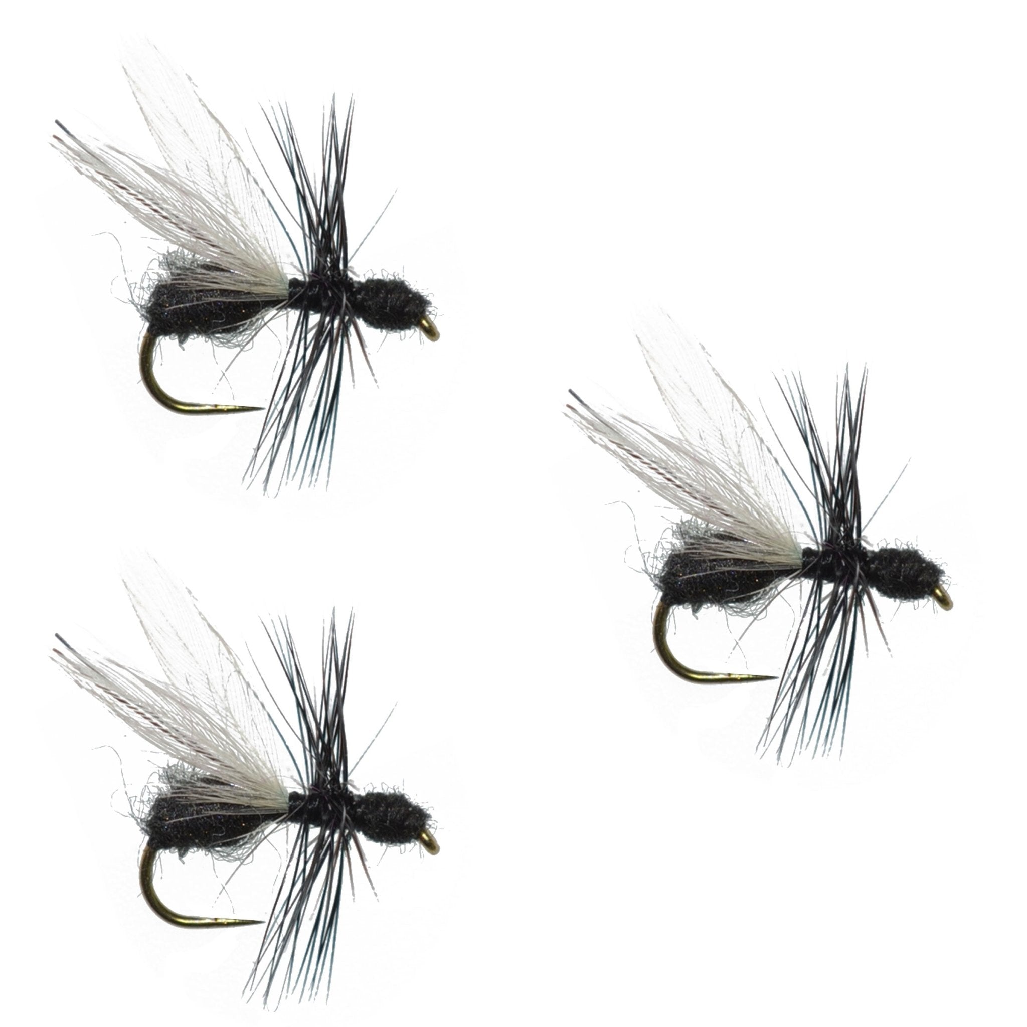 3 Pack Barbless Black Fur Flying Ant Terrestrial Trout Dry Fly Fishing Flies - Hook Size 14 - Get Tight Gear