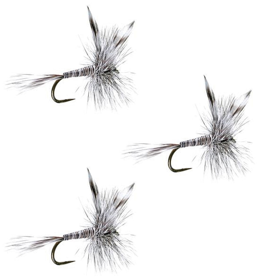 3 Pack Barbless Mosquito Classic Trout Dry Fly Fishing Flies - Hook Size 16 - Get Tight Gear