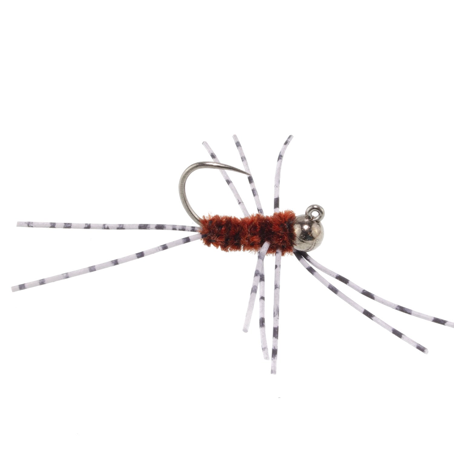 3 Pack Barbless Pat's Barred Rubber Legs Tungsten Bead Jigged Brown Euro Nymph - Hook Size 6 - Get Tight Gear