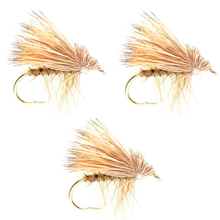 3 Pack Barbless Yellow Elk Hair Caddis Classic Trout Dry Flies Size 12 - Get Tight Gear