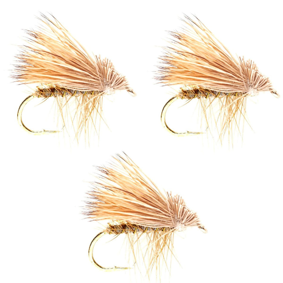 3 Pack Barbless Yellow Elk Hair Caddis Classic Trout Dry Flies Size 16 - Get Tight Gear