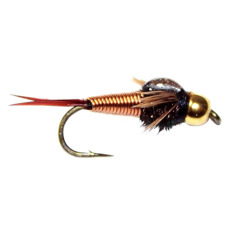 3 Pack Bead Head Copper John Nymph Fly Fishing Flies - Hook Size 10 - Get Tight Gear