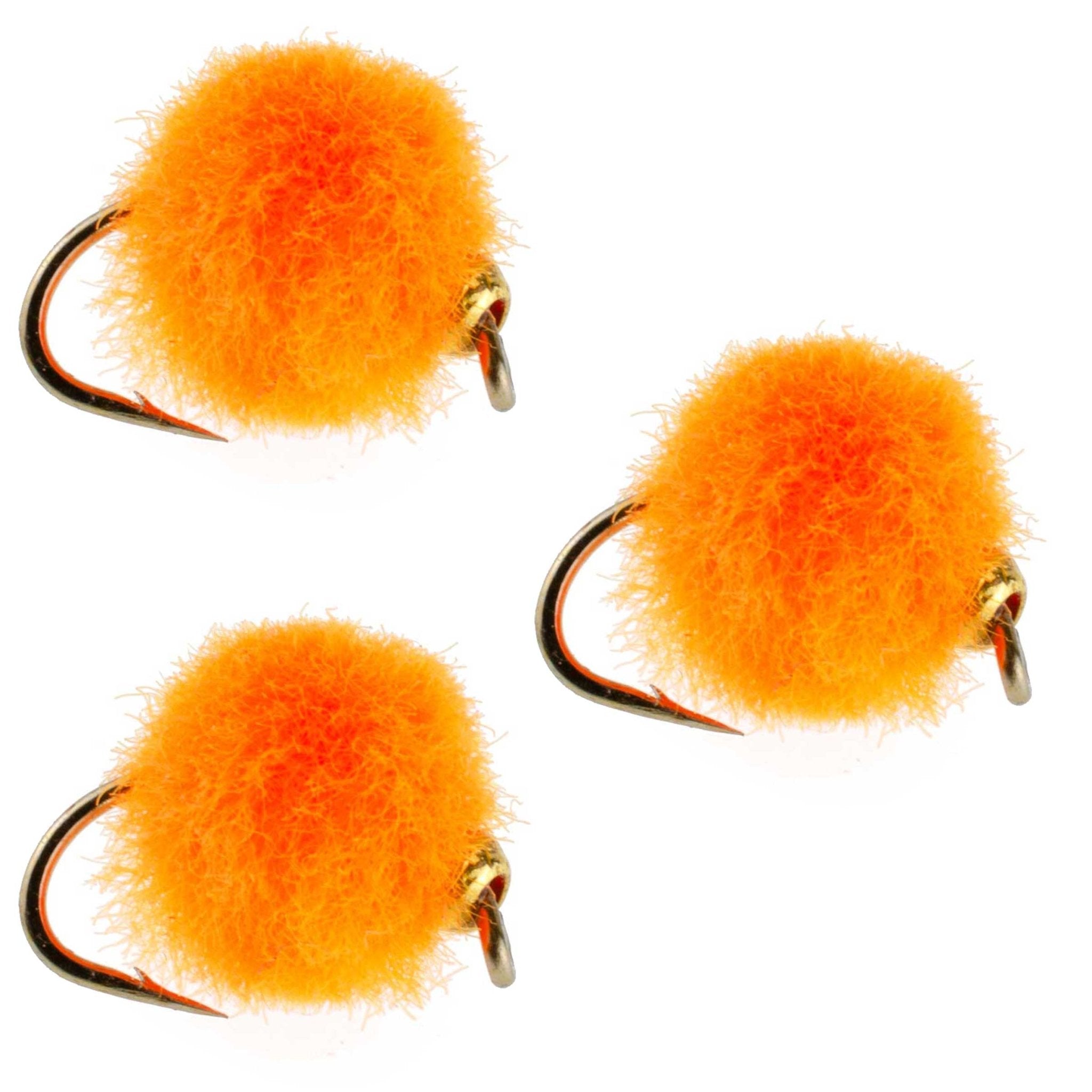 3 Pack Bead Head Hot Orange Egg Fly Fishing Flies - Hook Size 16 - Get Tight Gear