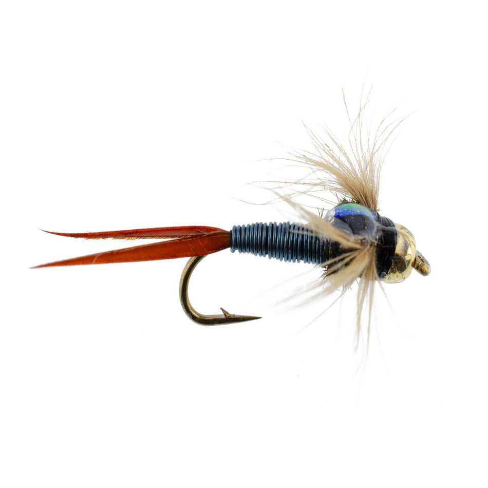 3 Pack Bead Head Metallic Blue Copper John Nymph - Fly Fishing Flies - Hook Size 10 - Get Tight Gear