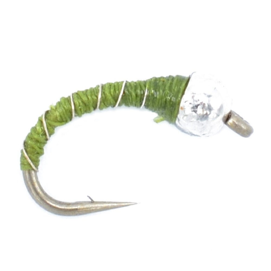3 Pack Bead Head Olive Zebra Midge Still Water Nymph Fly Fishing Fly Hook Size 14 - Get Tight Gear