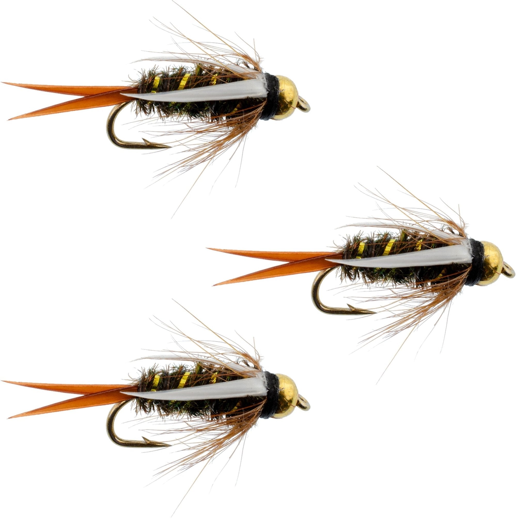 3 Pack Bead Head Prince Nymph Fly Fishing Flies - Hook Size 10 - Get Tight Gear