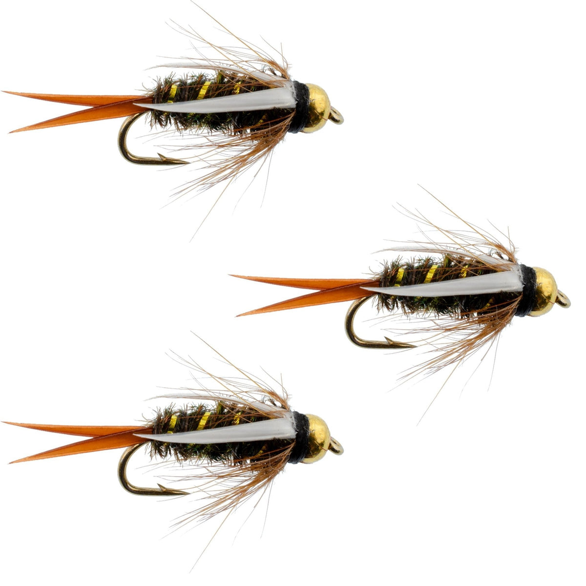 3 Pack Bead Head Prince Nymph Fly Fishing Flies - Hook Size 12 - Get Tight Gear