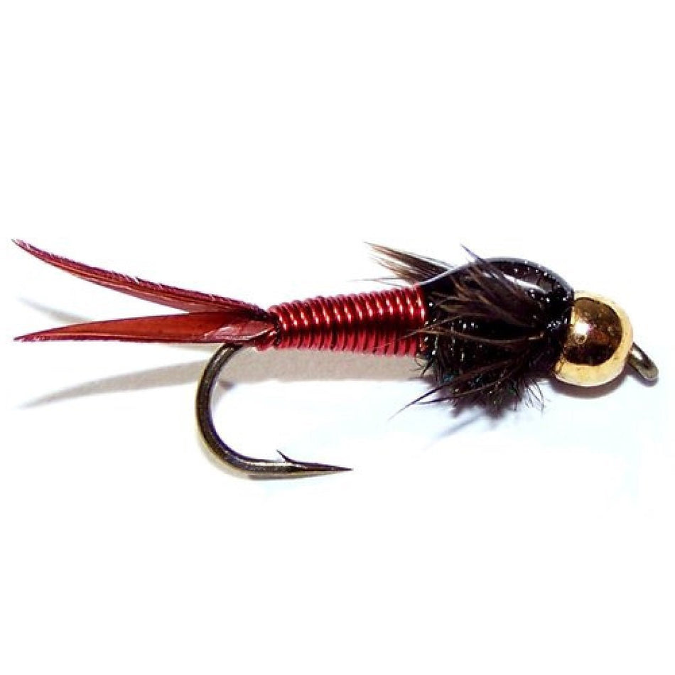 3 Pack Bead Head Red Copper John Nymph Fly Fishing Flies - Hook Size 12 - Get Tight Gear