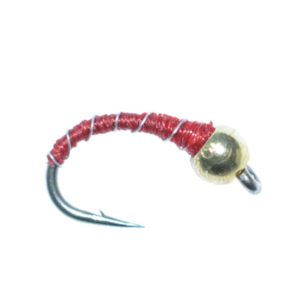 3 Pack Bead Head Red Zebra Midge Still Water Nymph Fly Fishing Fly Hook Size 14 - Get Tight Gear
