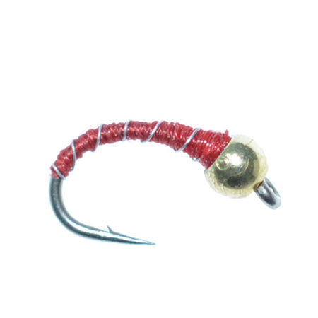 3 Pack Bead Head Red Zebra Midge Still Water Nymph Fly Fishing Fly Hook Size 18 - Get Tight Gear