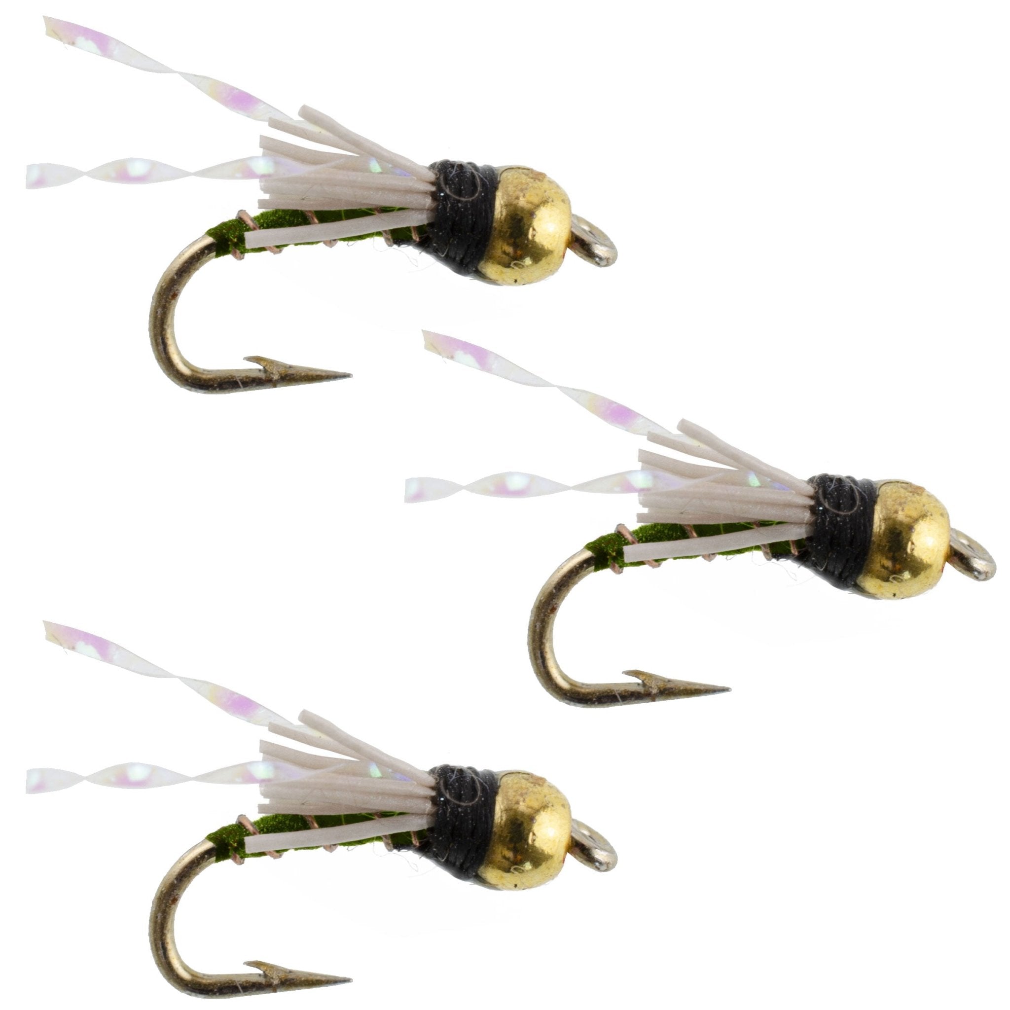 3 Pack Beadhead Olive 3 Dollar Dip Serendipity Wet Fly Fishing Flies - Hook Size 18 - Get Tight Gear