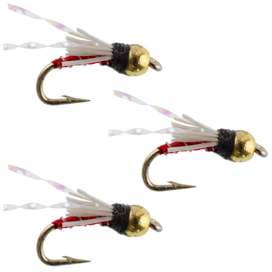 3 Pack Beadhead Red 3 Dollar Dip Serendipity Wet Fly Fishing Flies - Hook Size 16 - Get Tight Gear