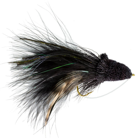3 Pack Black Dahlberg Deer Hair Diver Size 4 - Bass Fly Fishing Bug Wide Gape Bass Hooks With Weed Guard - Get Tight Gear