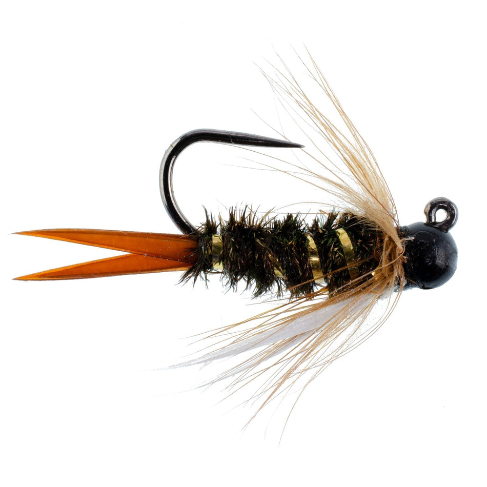3 Pack Black Tungsten Bead Prince Jig Tactical Czech Nymph Euro Nymphing Fly - Hook Size 12 - Get Tight Gear