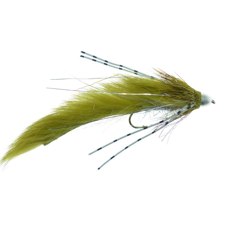 3 Pack Cone Head Muddy Buddy Trout and Bass Streamer Fly Lunchables - Olive - Hook Size 4 - Get Tight Gear