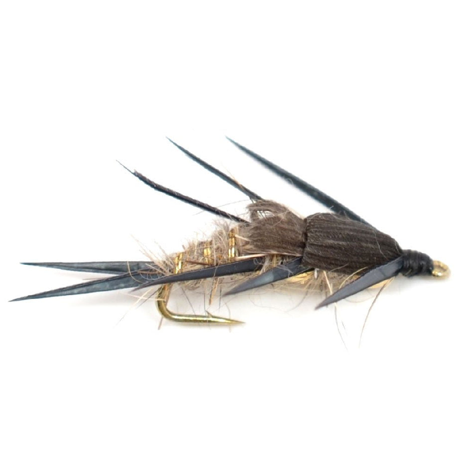 3 Pack Double Bead Black Biot Legs Gold Ribbed Hare's Ear Nymph Fly Fishing Flies Hook Size 10 - Get Tight Gear