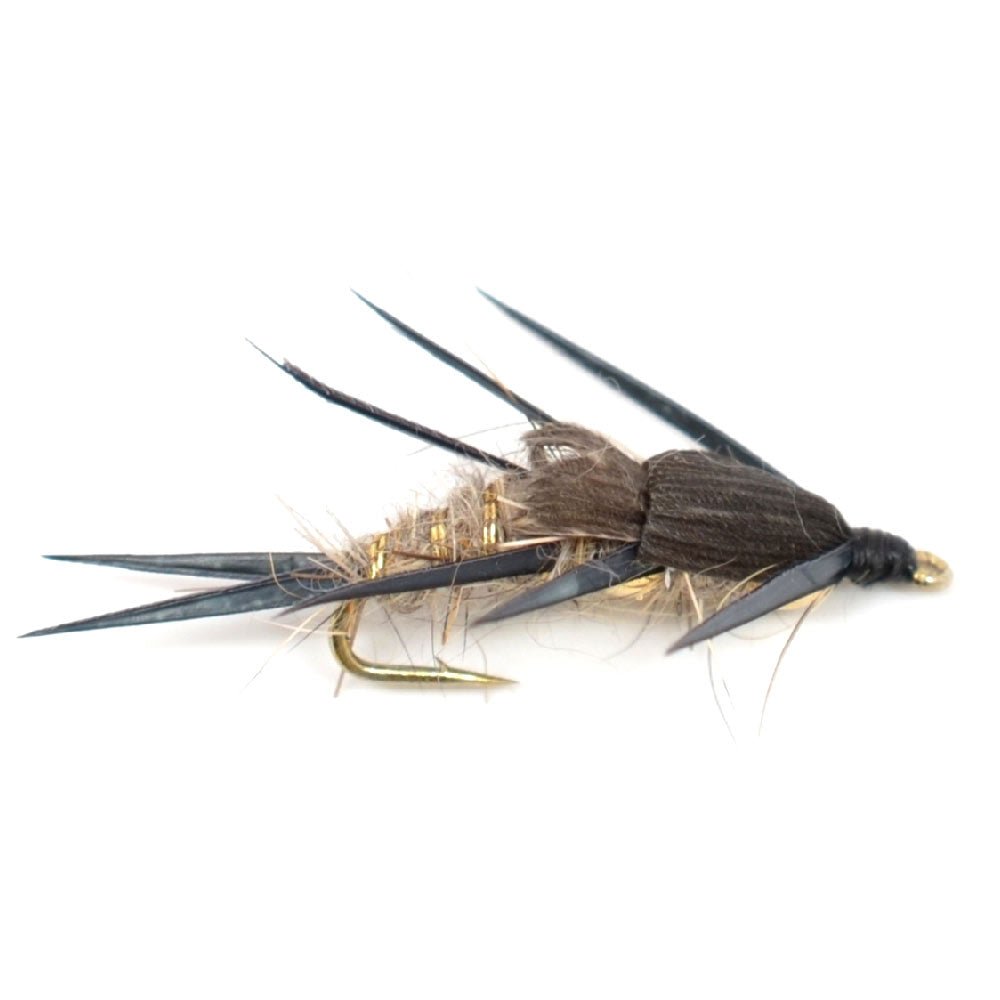 3 Pack Double Bead Black Biot Legs Gold Ribbed Hare's Ear Nymph Fly Fishing Flies Hook Size 8 - Get Tight Gear