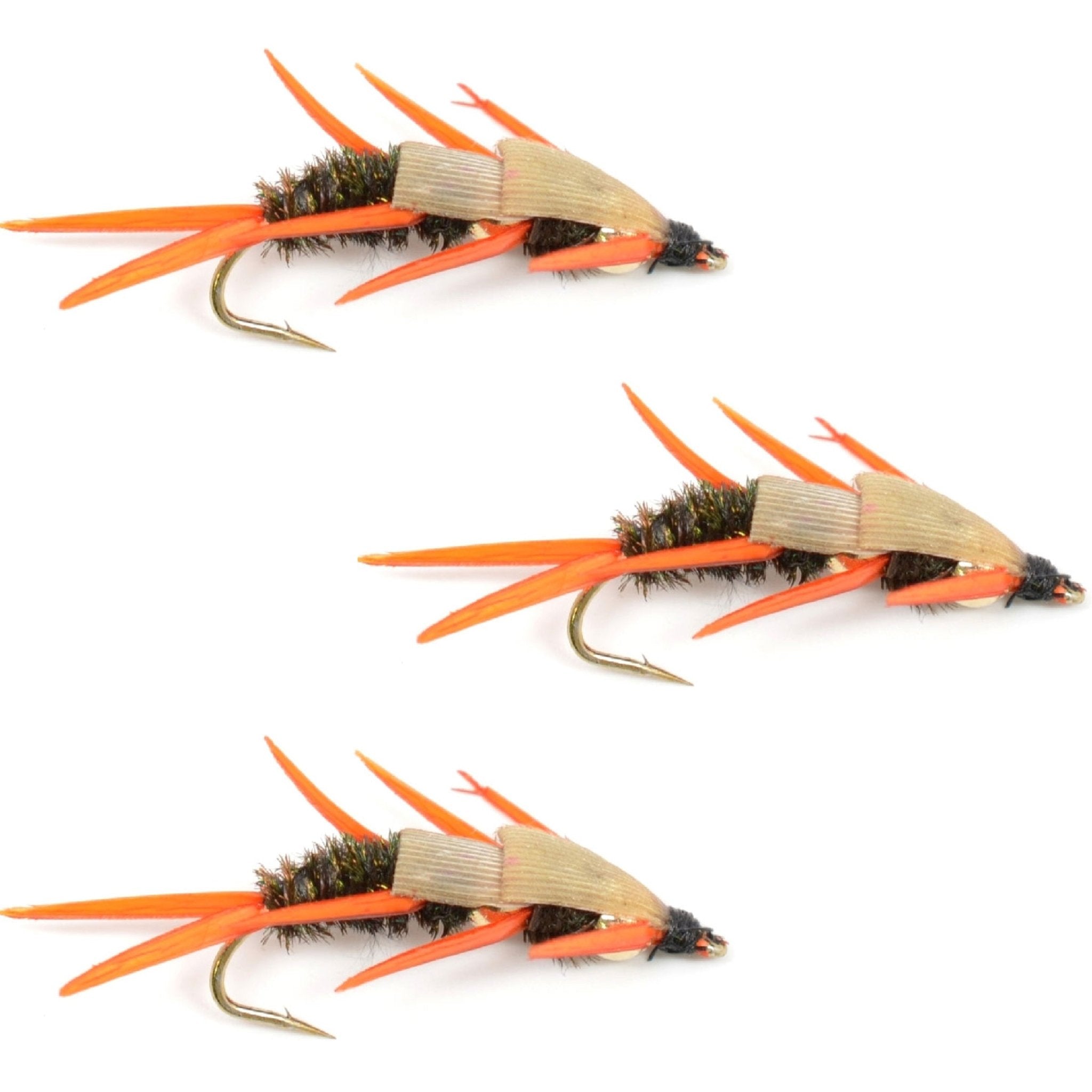 3 Pack Double Bead Peacock Stonefly Nymph with Amber Biot Legs Fly Fishing Flies - Trout and Bass Wet Fly Pattern - Hook Size 8 - Get Tight Gear