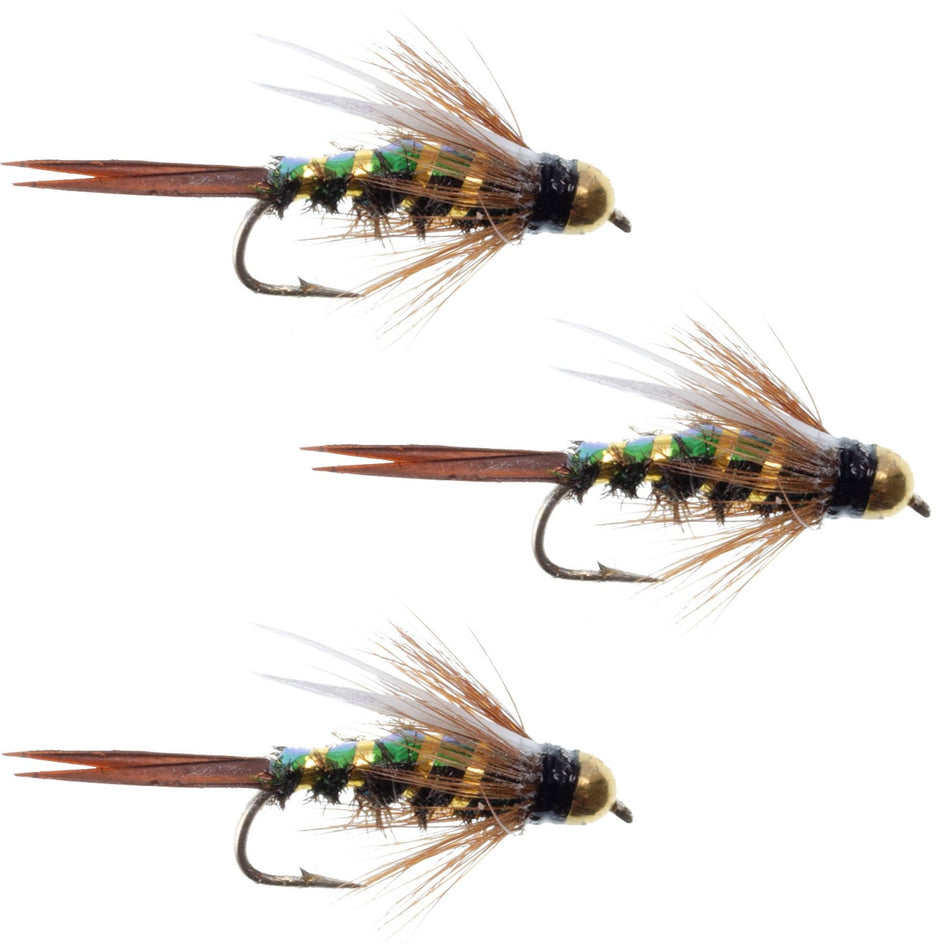 3 Pack Flash Back Tungsten Bead Head Prince Nymph Fly Fishing Flies - Hook Size 18 - Get Tight Gear