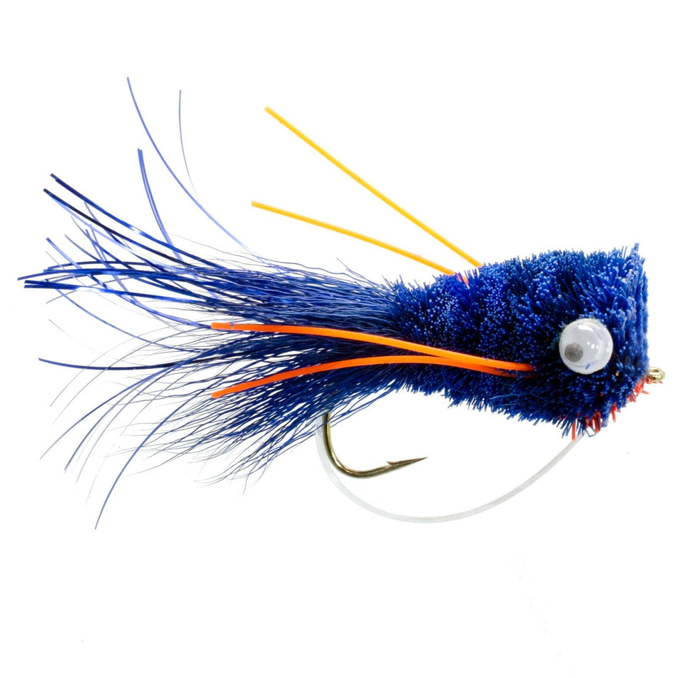 3 Pack Flashtail Bass Popper Size 6 - Blue Orange Bass Fly Fishing Bug Wide Gape Bass Hooks With Weed Guard - Get Tight Gear