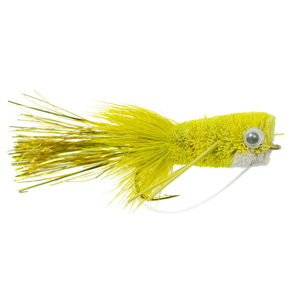 3 Pack Flashtail Bass Popper Size 8 - Yellow Bass Fly Fishing Bug Wide Gape Bass Hooks With Weed Guard - Get Tight Gear