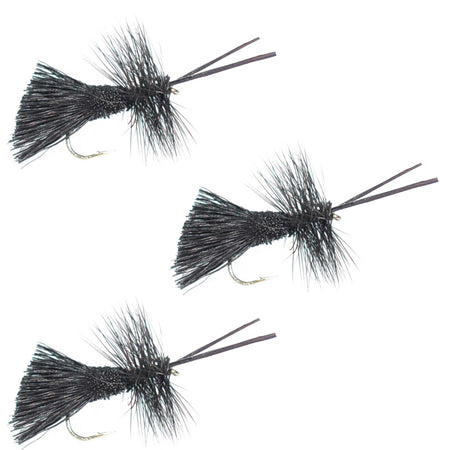 3 Pack Goddard Caddis Black Dry Fly - Hook Size 14 - Get Tight Gear