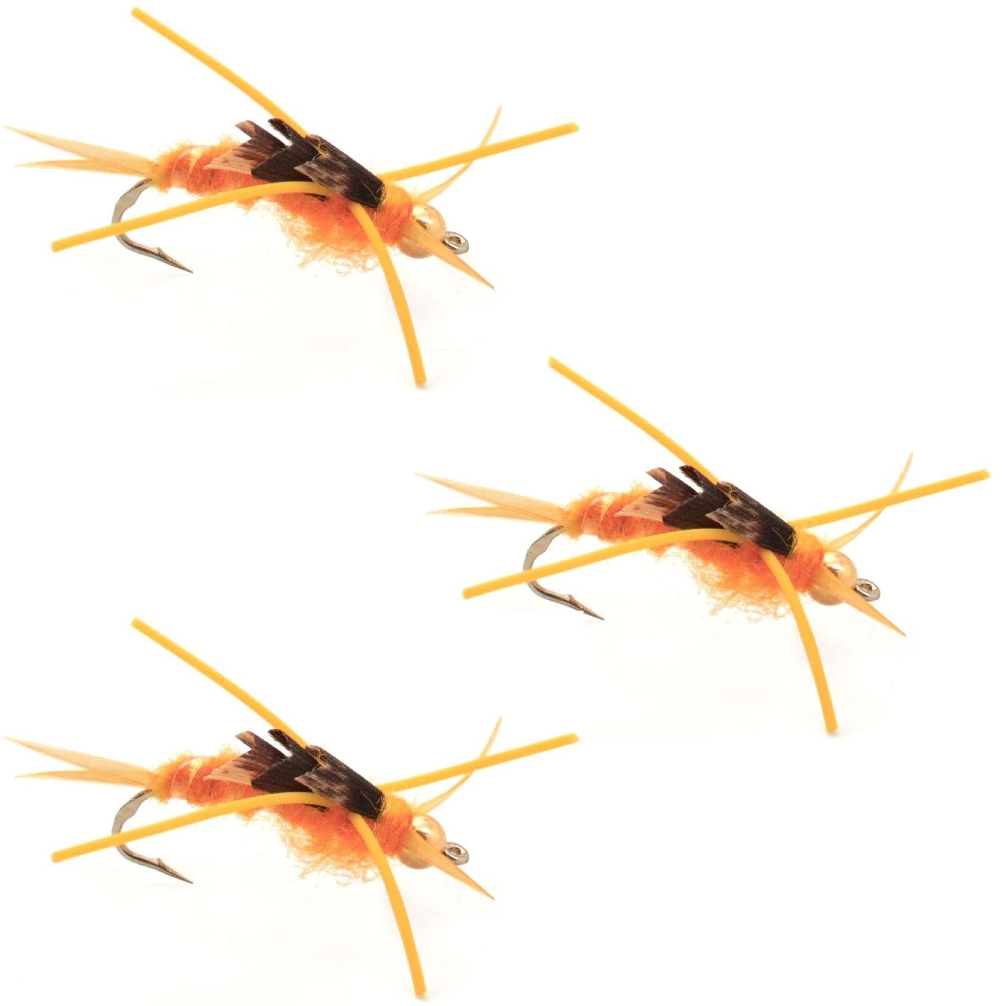3 Pack Gold Bead Kaufmann's Golden Stone Fly with Rubber Legs - Stonefly Wet Fly - Hook Size 12 - Get Tight Gear