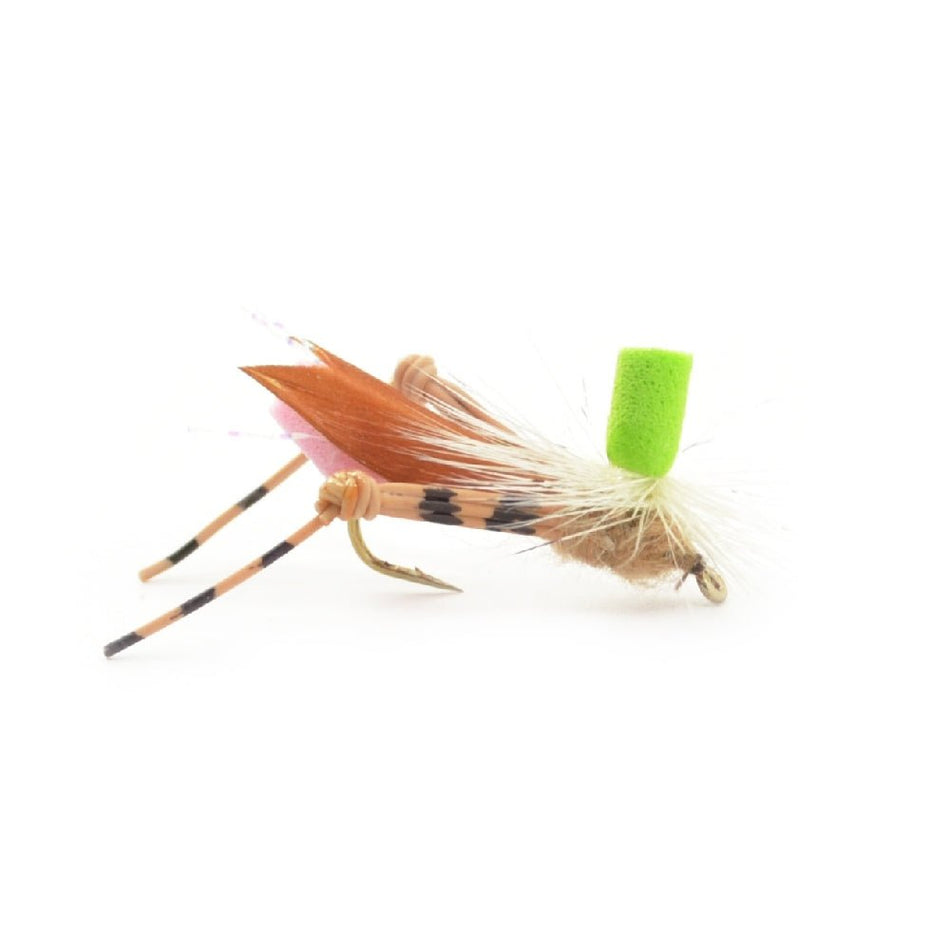 3 Pack Green Top Hopper Foam Body Grasshopper Fly - Hook Size 10 - Get Tight Gear