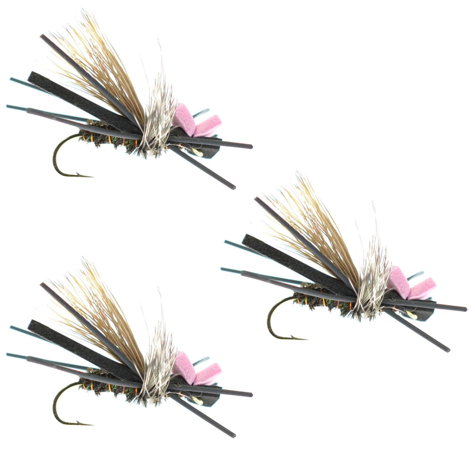 3 Pack Gypsy King Hopper Foam Body Grasshopper Fly - Hook Size 10 - Get Tight Gear