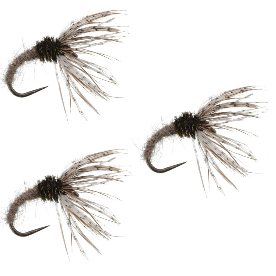3 Pack Hares Ear Sakasa Kebari - Tenkara Flies - Size 14 - Get Tight Gear