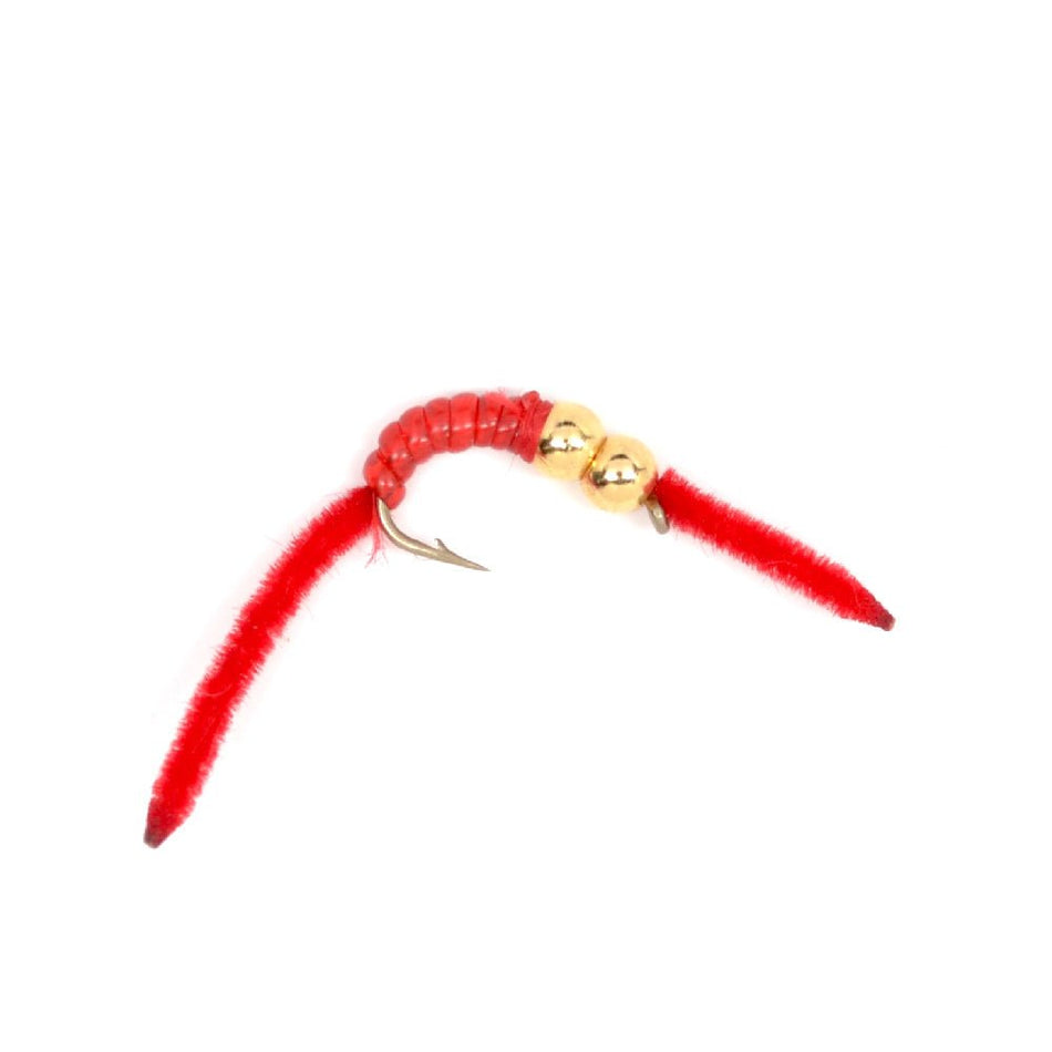 3 Pack San Juan Double Bead Power Worm Red V - Rib - Hook Size 10 - Get Tight Gear
