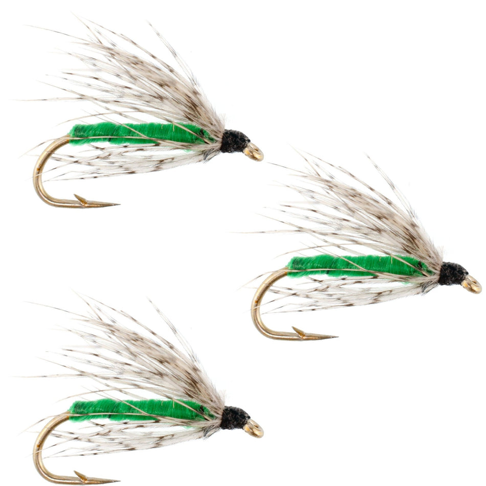3 Pack Soft Hackle Partridge and Green Fly Fishing Wet Flies - Hook Size 14 - Get Tight Gear