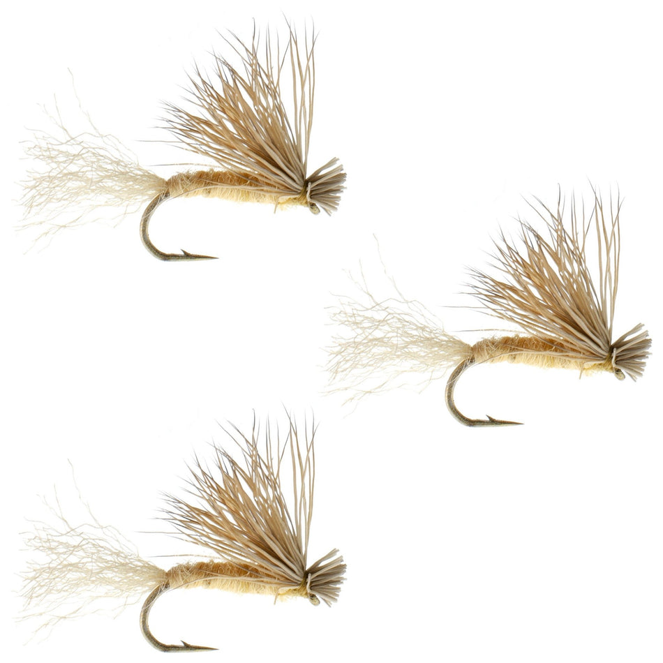 3 Pack Tan X Caddis Emerging Caddis Adult Trout Dry Fly - Hook Size 16 - Get Tight Gear