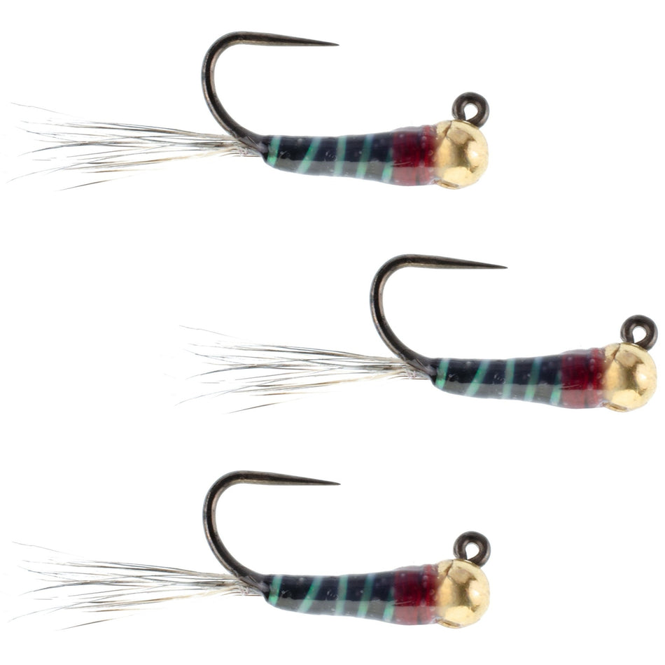 3 Pack Tungsten Bead Black Perdigon Tactical Jig Czech Euro Nymph Spanish Nymphing Fly - Hook Size 14 - Get Tight Gear