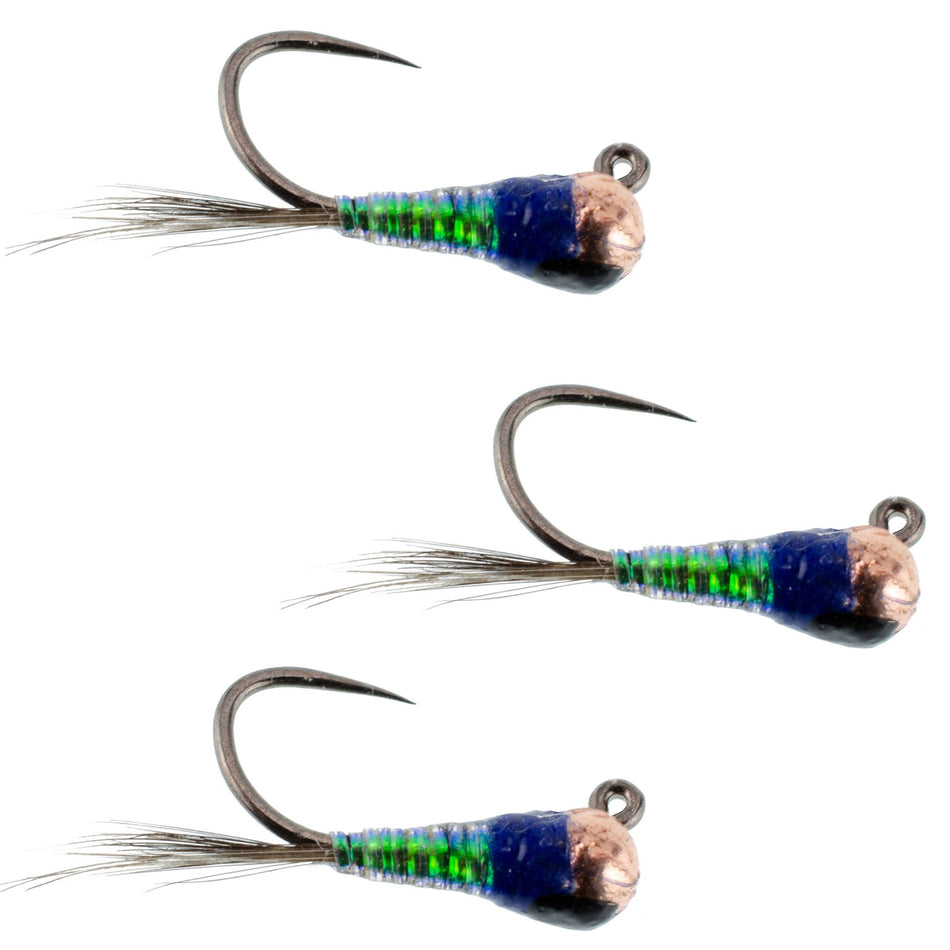 3 Pack Tungsten Bead Gasolina Perdigon Tactical Jig Czech Euro Nymph Spanish Nymphing Fly - Hook Size 18 - Get Tight Gear