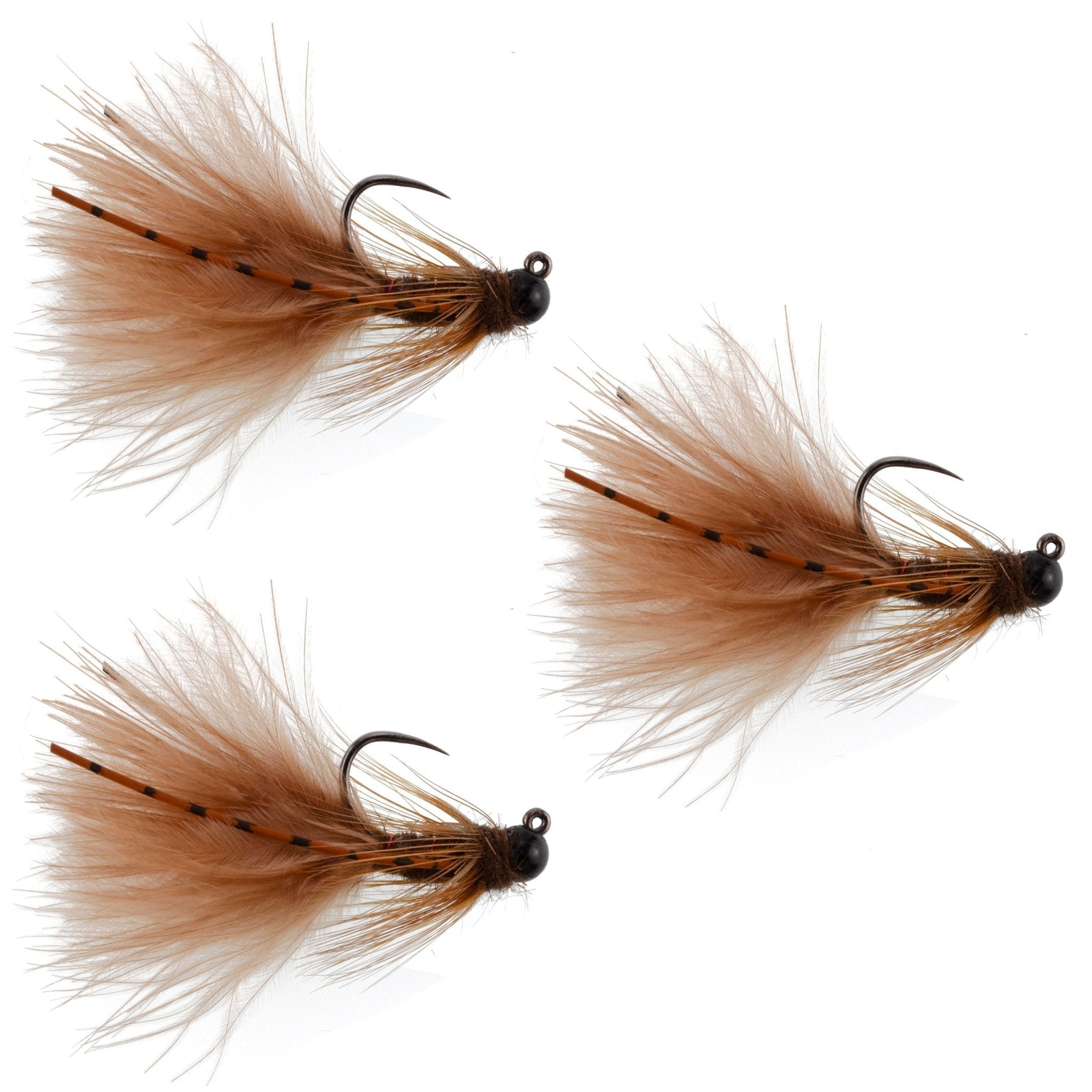 3 Pack Tungsten Bead Tactical Brown Mini Bugger Czech Nymph Euro Nymphing Fly - 3 Flies Size 8 - Get Tight Gear