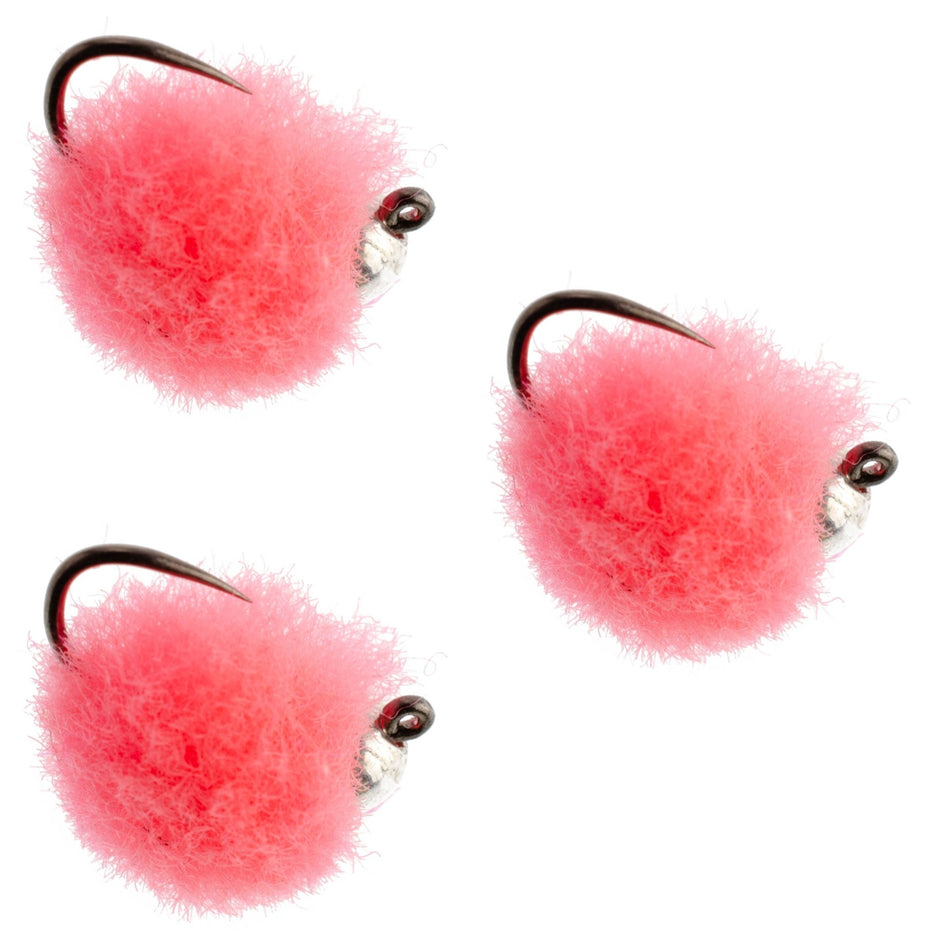 3 Pack Tungsten Bead Tactical Euro Hot Pink Jig Egg Barbless Czech Nymph Fly - Size 16 - Get Tight Gear