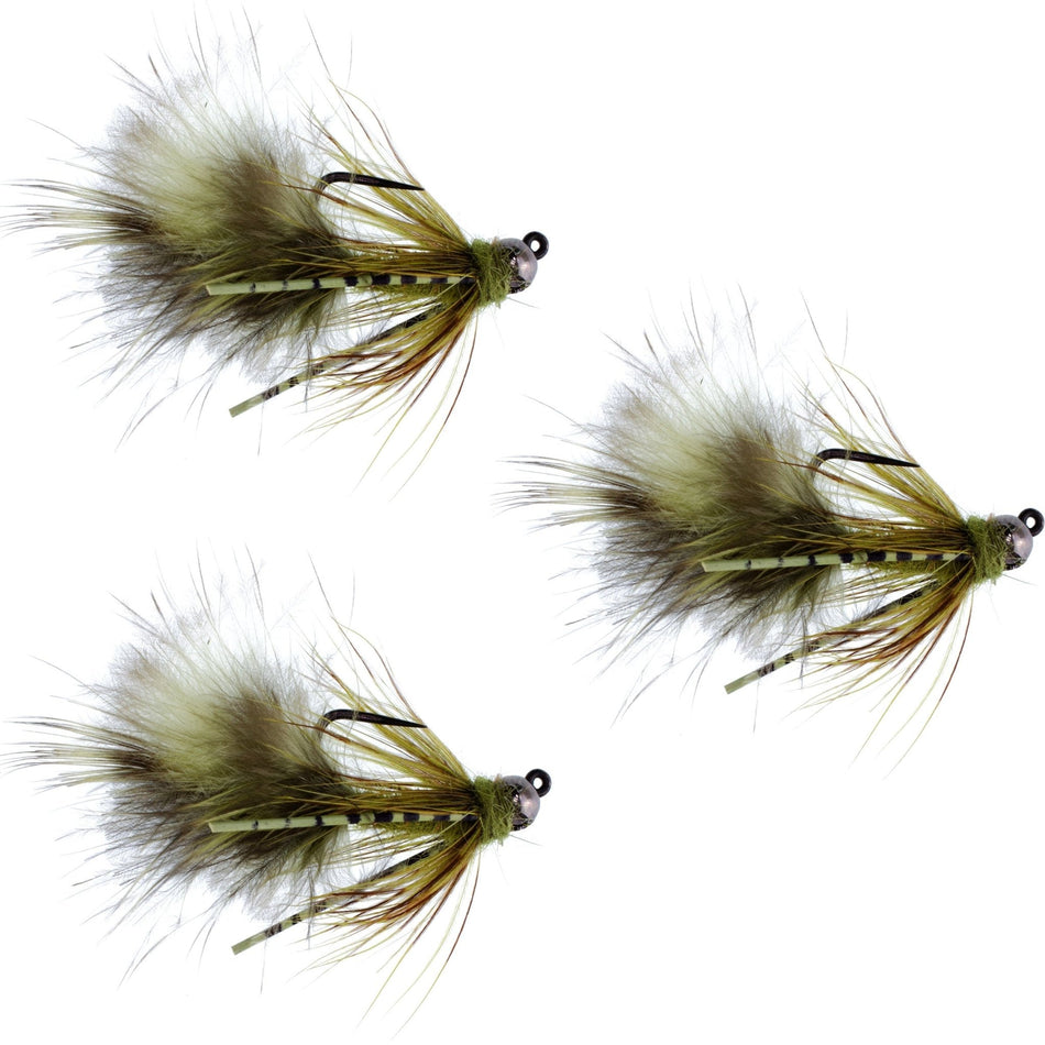 3 Pack Tungsten Bead Tactical Mini Bugger Czech Nymph Euro Nymphing Fly - 3 Flies Size 12 - Get Tight Gear