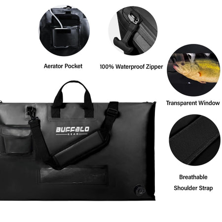 32'' Waterproof Fish Bag With Aerator Pocket for Live Bait - Get Tight Gear
