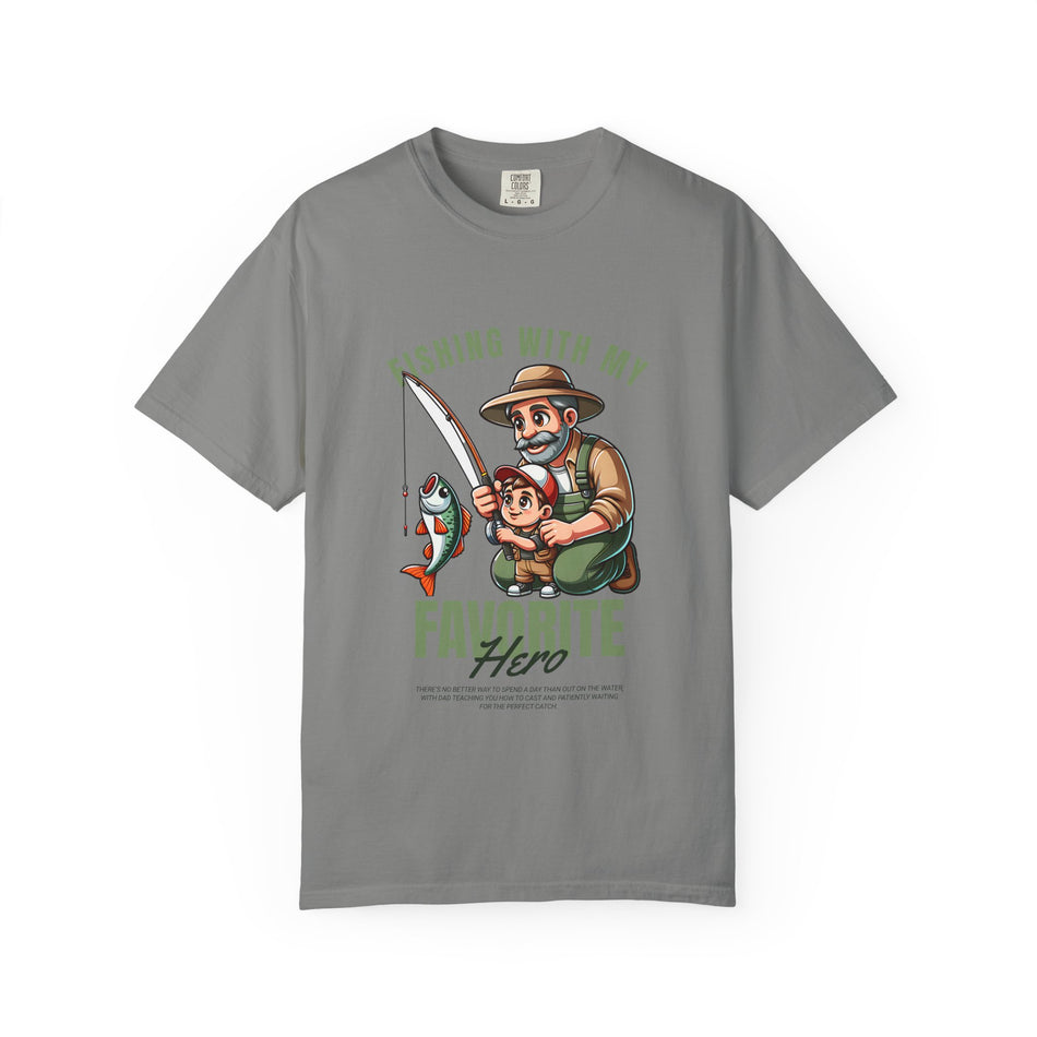 Fishing with My Favorite Hero T-Shirt, Unisex Gift, Outdoor Fishing Apparel, Father's Day Tee, Hobby Lover Shirt, Fisherman Gift
