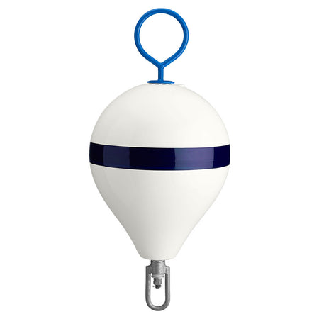 Polyform 13.5" CM Mooring Buoy w/Galvanized Iron - White Blue Stripe