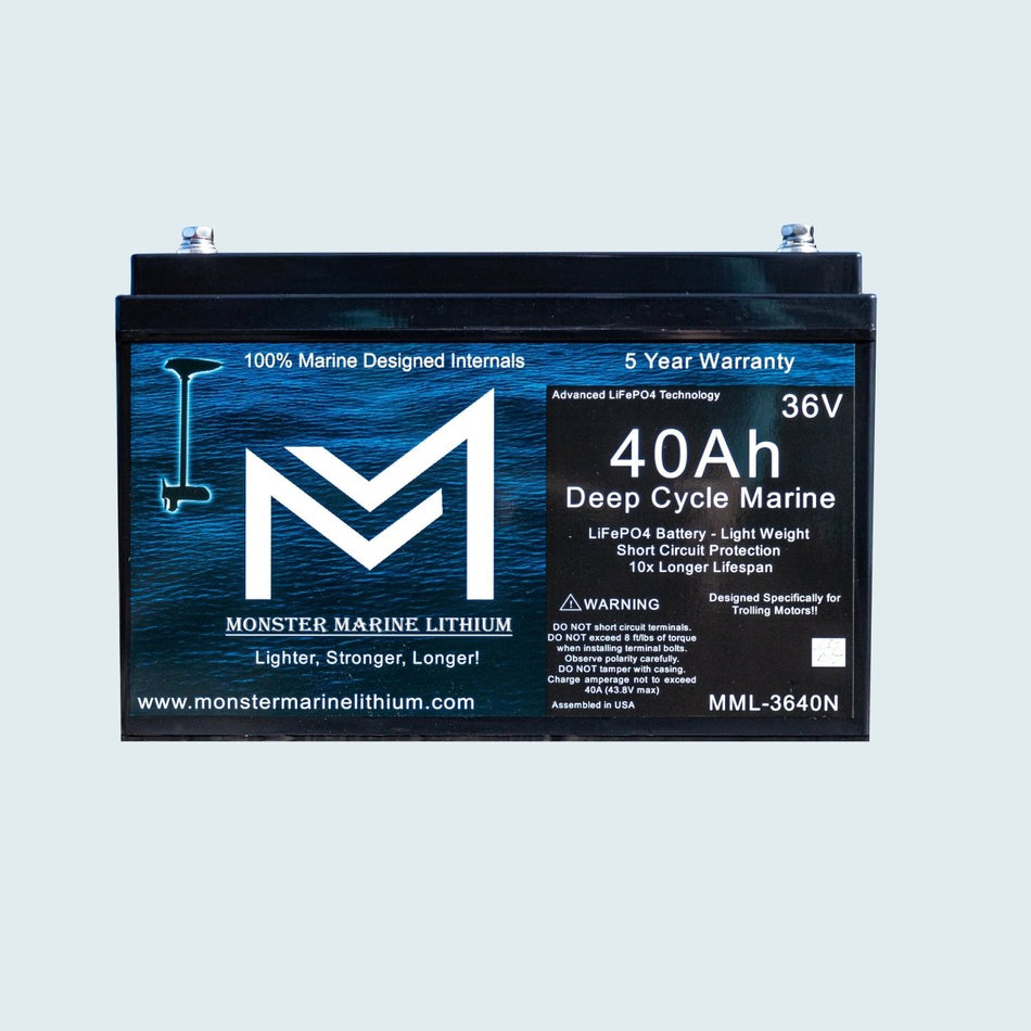 36V 40AH Bluetooth Deep Cycle Lithium Marine Trolling Battery MML - 3640B - Get Tight Gear