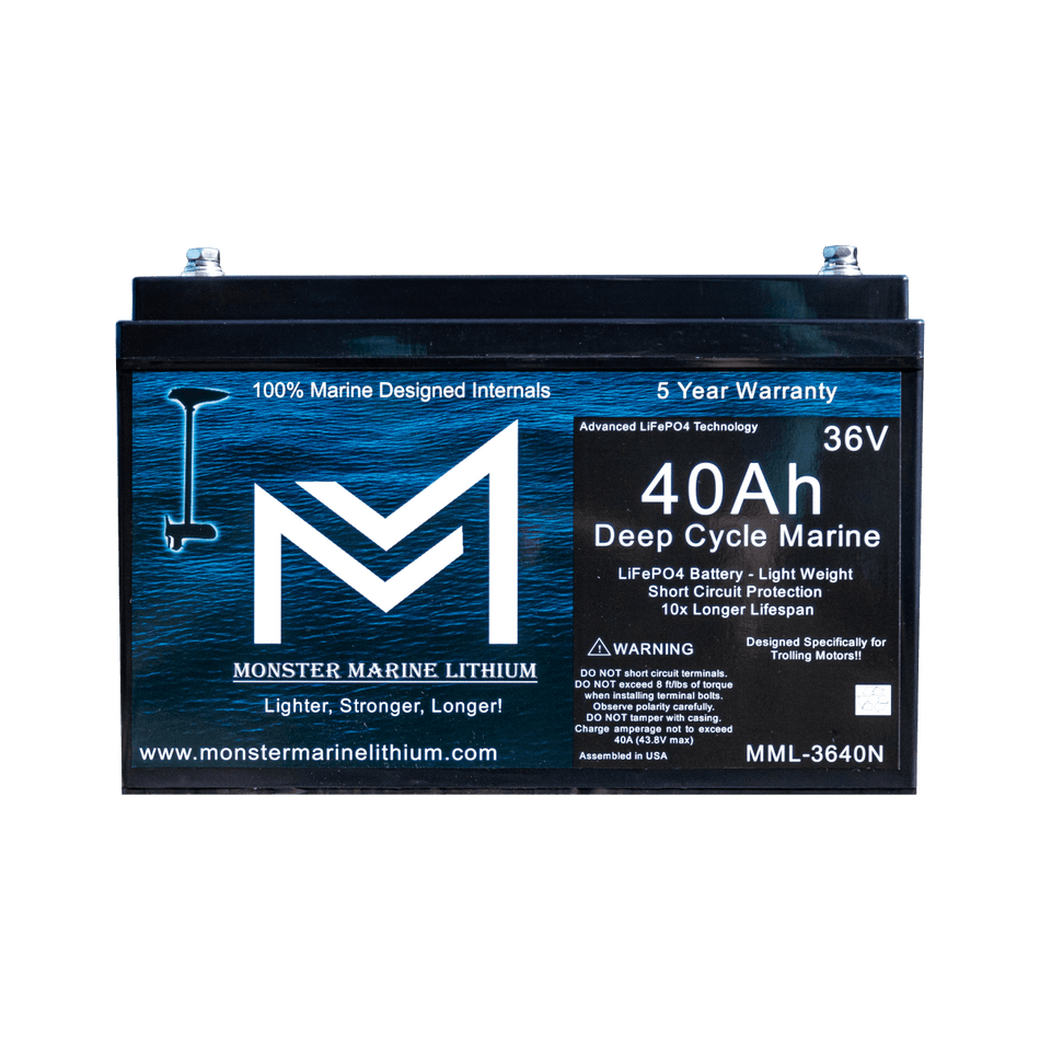 36V 40AH Bluetooth Deep Cycle Lithium Marine Trolling Battery MML - 3640B - Get Tight Gear