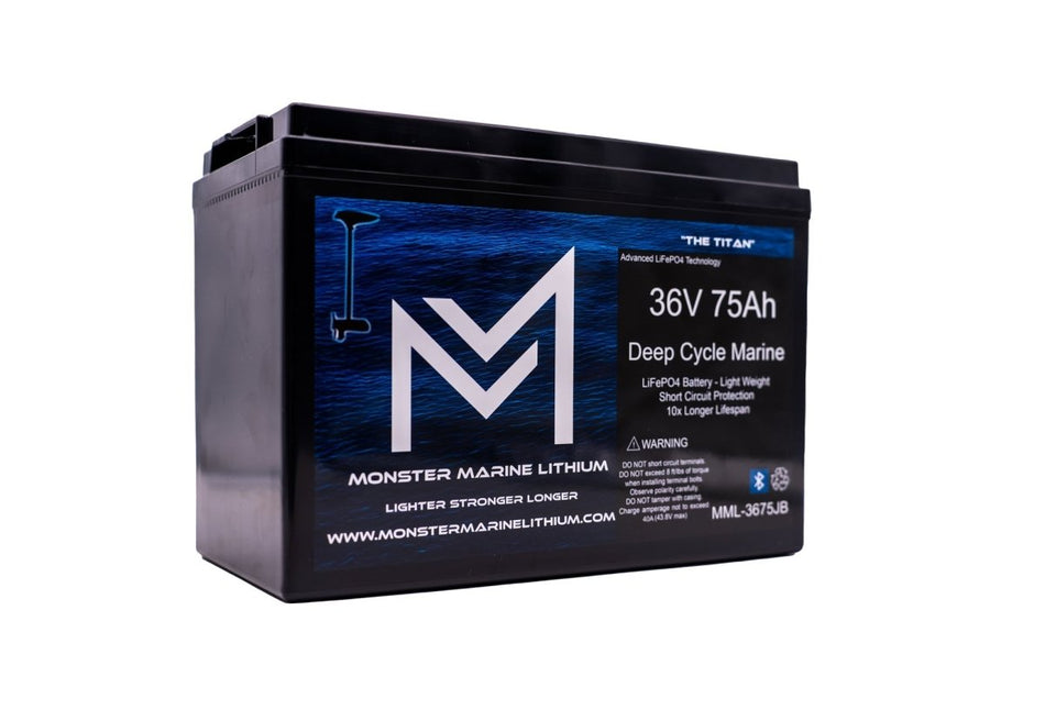 36V 75Ah Bluetooth Lithium Trolling Battery MML - CW3675B "Titan" - Get Tight Gear